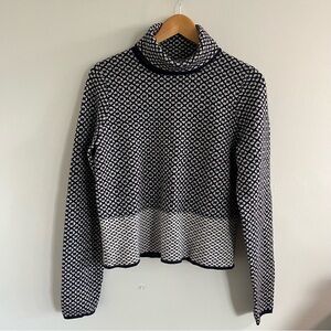 Moth Anthropologie Nightsnow Navy and Cream Turtle Neck Sweater size Large